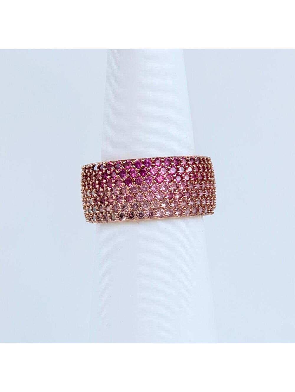 Bomb Party Ring Sz 8 "Ombre Dreamin'" Array of Pink Topaz on Rose Gold (No Bag)